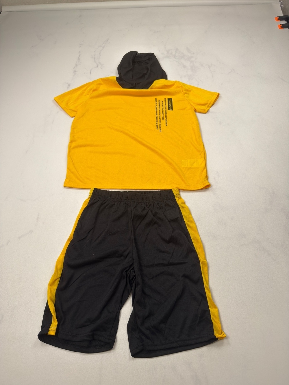 Shein Athletic Shorts Yellow Black 2010s Colorblock Matching Set - Boys 13 14Y